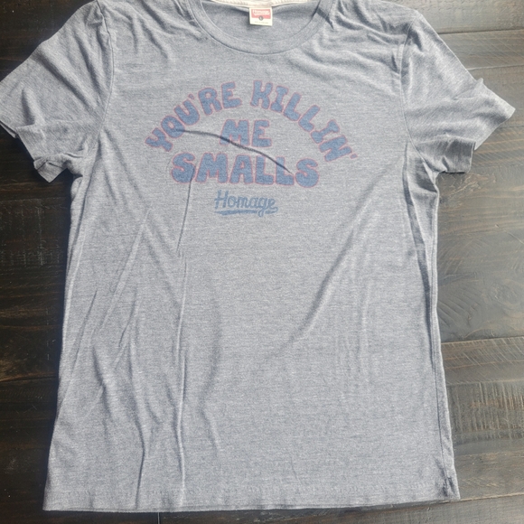 HOMAGE Gray Tee with Blue and Red Print - Picture 1 of 2